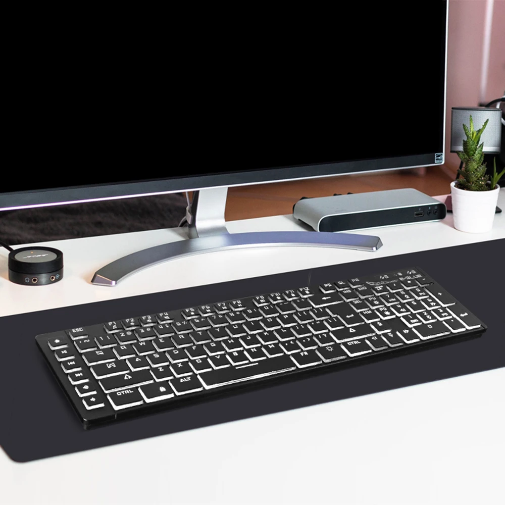 E 3LUE k761 ультратонкий ABS USB проводной мембранная клавиатура с подсветкой 109 ключей