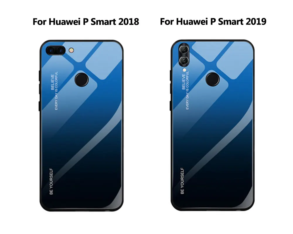 Для Huawei P Smart чехол Роскошный градиентный бампер из закаленного стекла противоударный чехол для телефона для Huawei P Smart Funda Coque