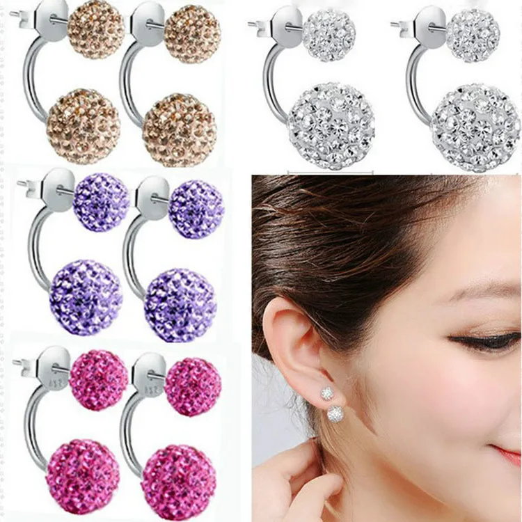 Женские серьги-гвоздики из нержавеющей стали с двумя шариками и жемчугом модные