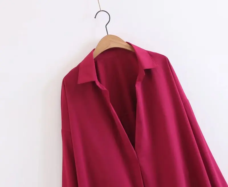 H.SA Women Red Shirts 2019 Long Sleeve Loose Oversized Sexy Tops and Blouses korean fashion clothing Female blusa feminina |