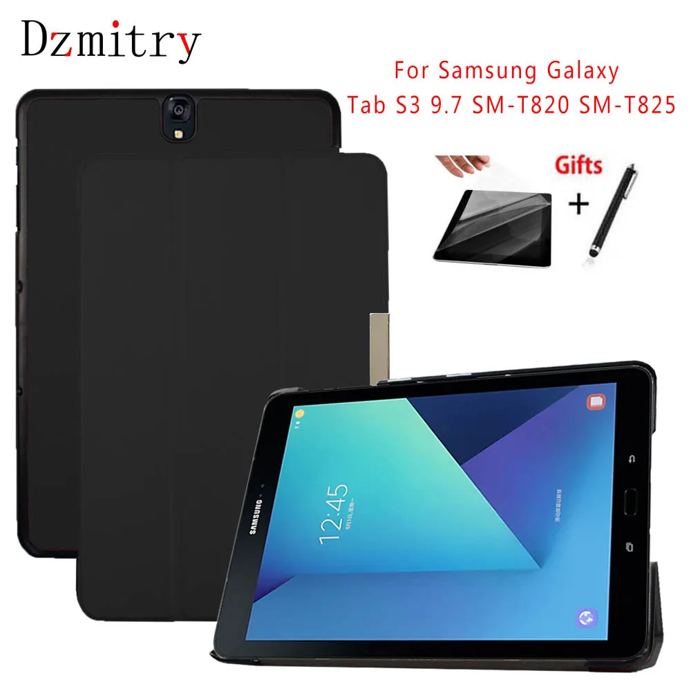 

Slim Magnet Smart Flip funda case For Samsung Galaxy Tab S3 9.7 SM-T820 SM-T825 Tablet Auto Wake/Sleep Cover+Protective Film+Pen