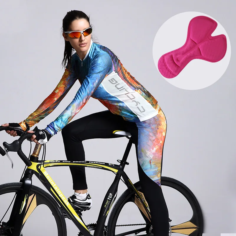 

Mountainpeak spring Long Sleeve Bike Cycling Cloth Quick Drying 3D Padded sponge Man Woman Riding Suit jacket Cycling Jersey Set