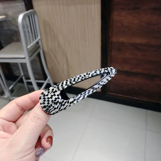 Haimeikang для женщин и девочек металлические мраморные заколки для волос Головные уборы заколки для волос в черно-белую полоску в форме капли заколка шпилька аксессуары для волос