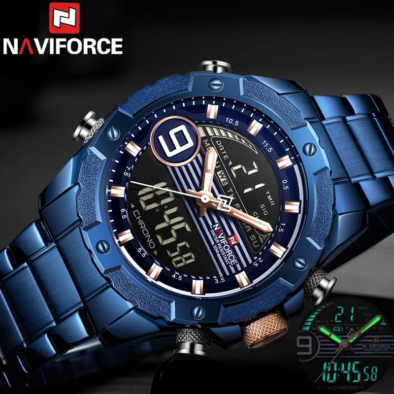 Мужские часы ведущей марки NAVIFORCE мужские модные спортивные водонепроницаемые