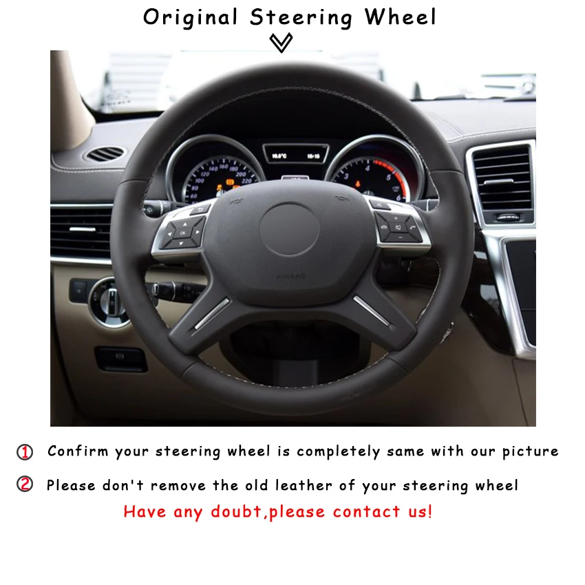 Черный синтетический кожаный чехол для Mercedes Benz GL350 ML350|car steering wheel cover|steering coverwheel cover