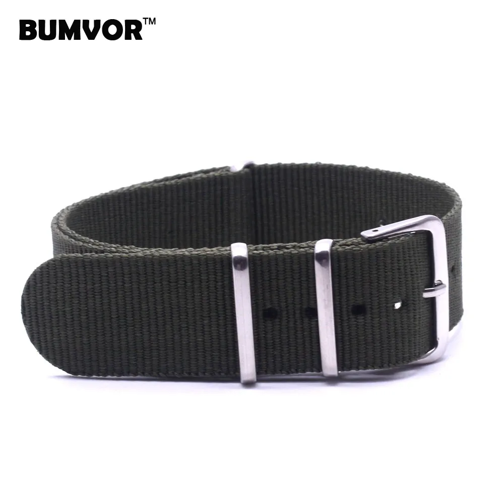 BUMVOR мужские часы ремешок 16 18 22 24 мм оранжевый браслет Nato ткань нейлон Ремешки для наручных часов Ремень Пряжка ремень - Цвет ремешка: 02