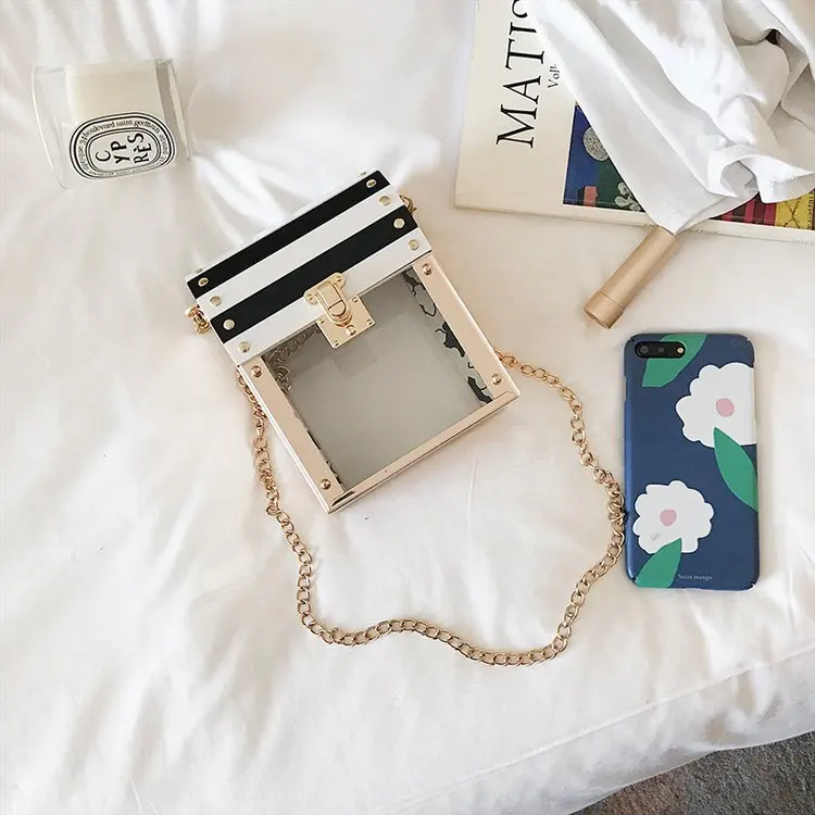 Сумка мессенджер черная и белая в полоску|evening bags|chain crossbody bagsmall shoulder bag |