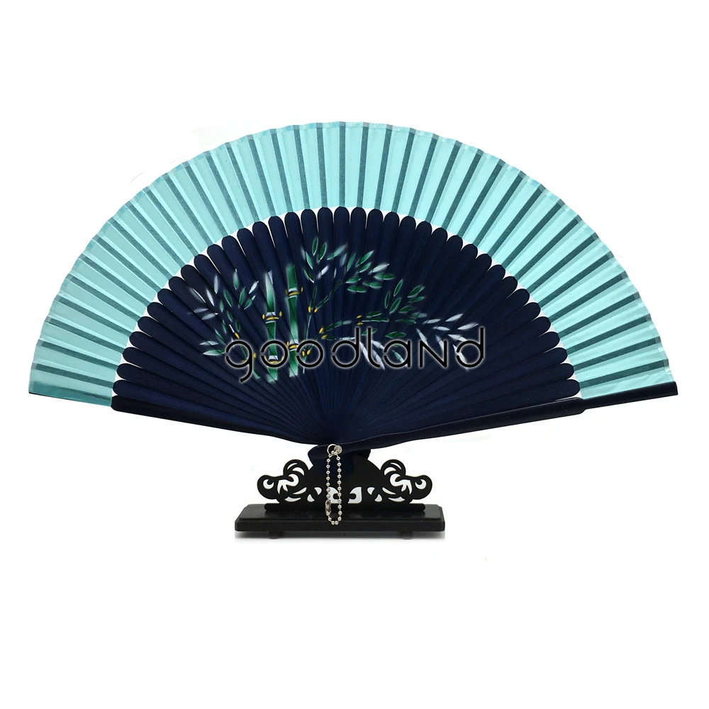 

Free Shipping 5pcs Random Mixed Color Spun Silk Cover Dark Blue Bamboo Folding Hand Fan Ribs Home Decor