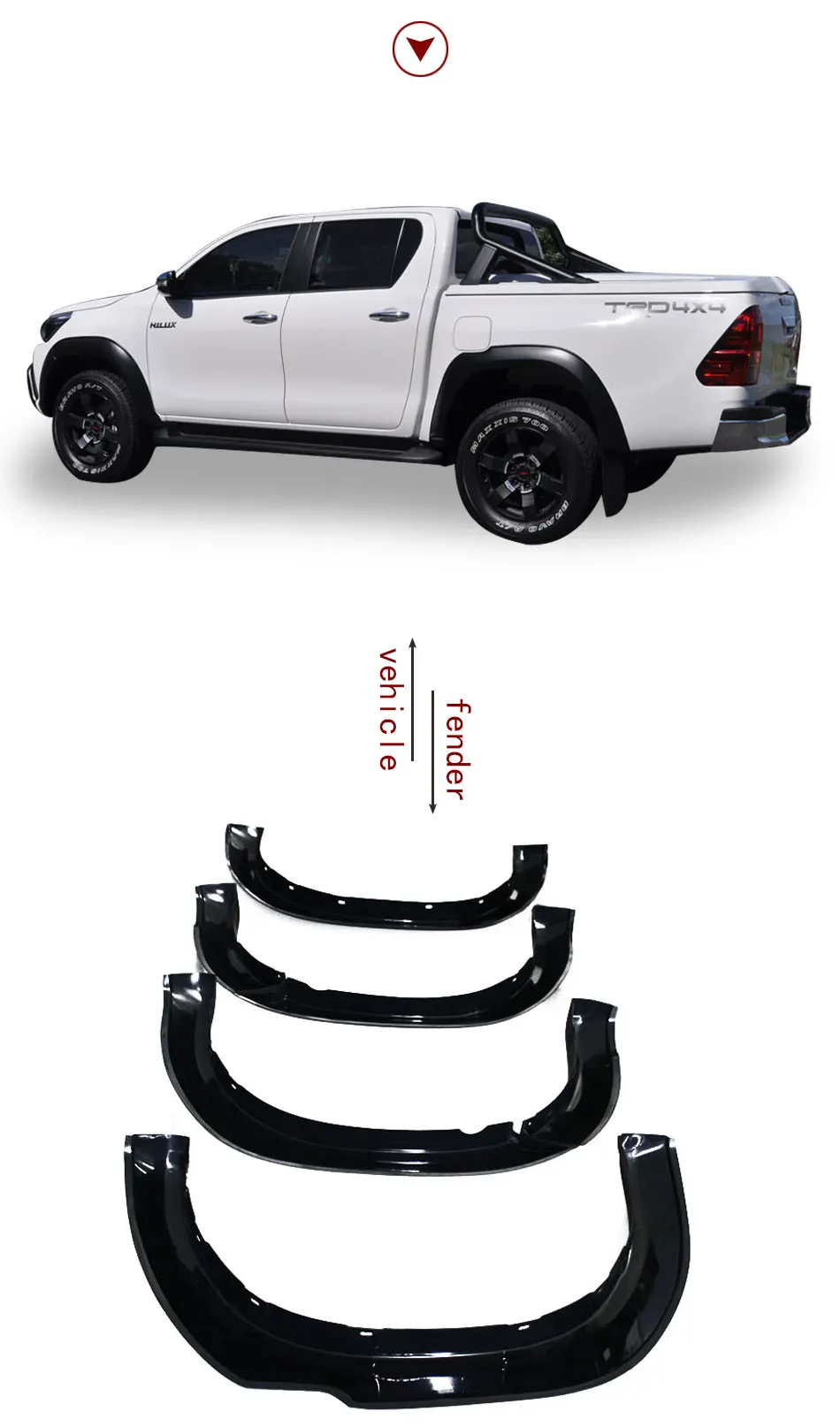 Крыло арки колеса аксессуары черные Брызговики для Toyota Hilux Revo двойная кабина
