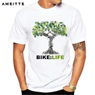Креативная футболка с изображением дерева жизни, летняя мужская индивидуальная Футболка с принтом велосипеда, топы в стиле Джик, футболка, одежда