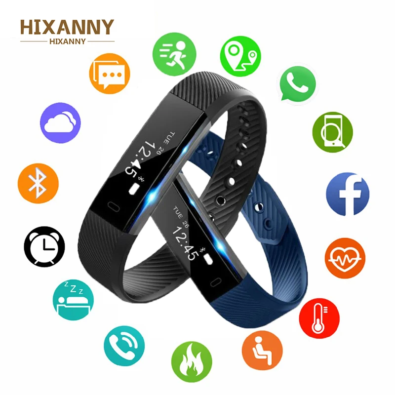 ID115 Смарт фитнес-браслеты трекер умный Браслет Шагомер Bluetooth Smartband