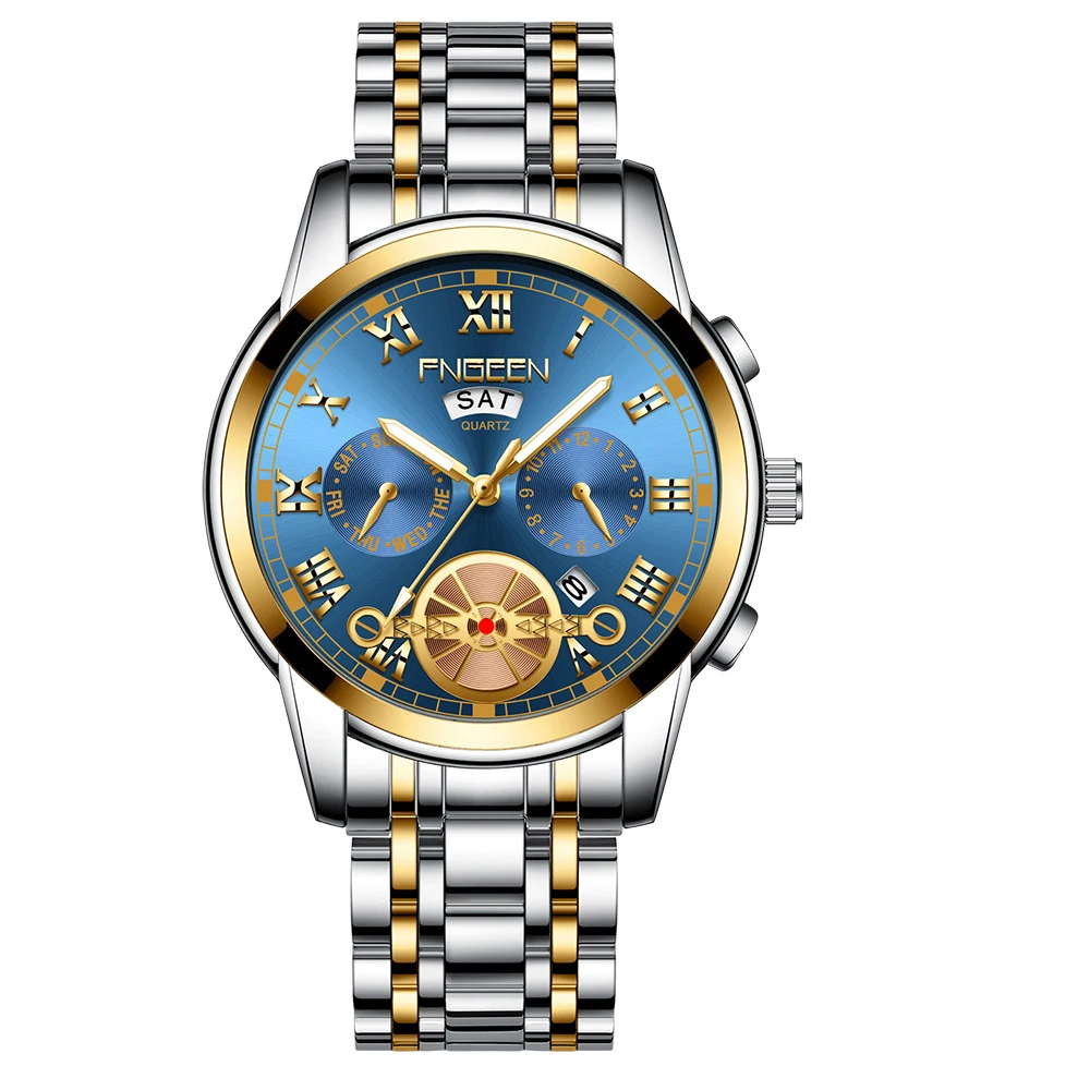 

Relogio Masculino Men's Watch FNGEEN Brand Tourbillon Quartz Wristwatch Date Week Luminous Display Decoration Business Men Watch
