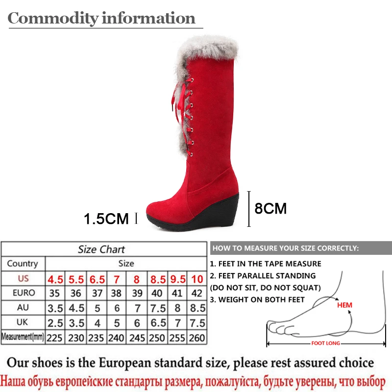 

Gdgydh Suede Knee High Shoes Female Snow Boots Winter Warm Shoes Woman High Heels Wedges Shoes Good Quality Winter Long Boots