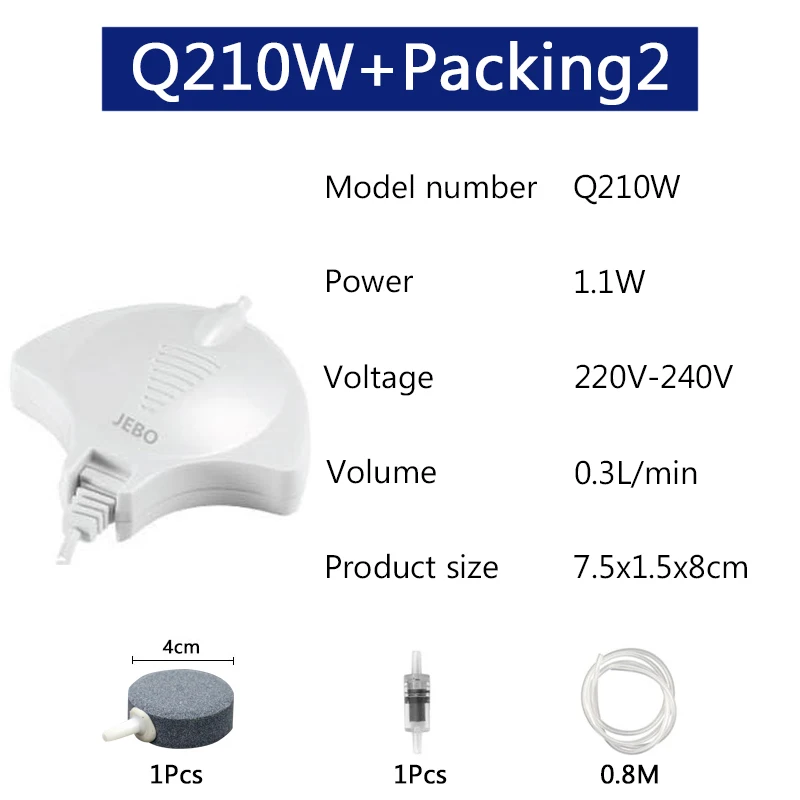White packing2 JEBO летучая мышь мини воздушный насос черный/белый нано повесить на Тихий беззвучный с воздушной трубкой воздушный камень аквариумная Рыба Вода растительный бак Q2210 - Цвет: White packing2