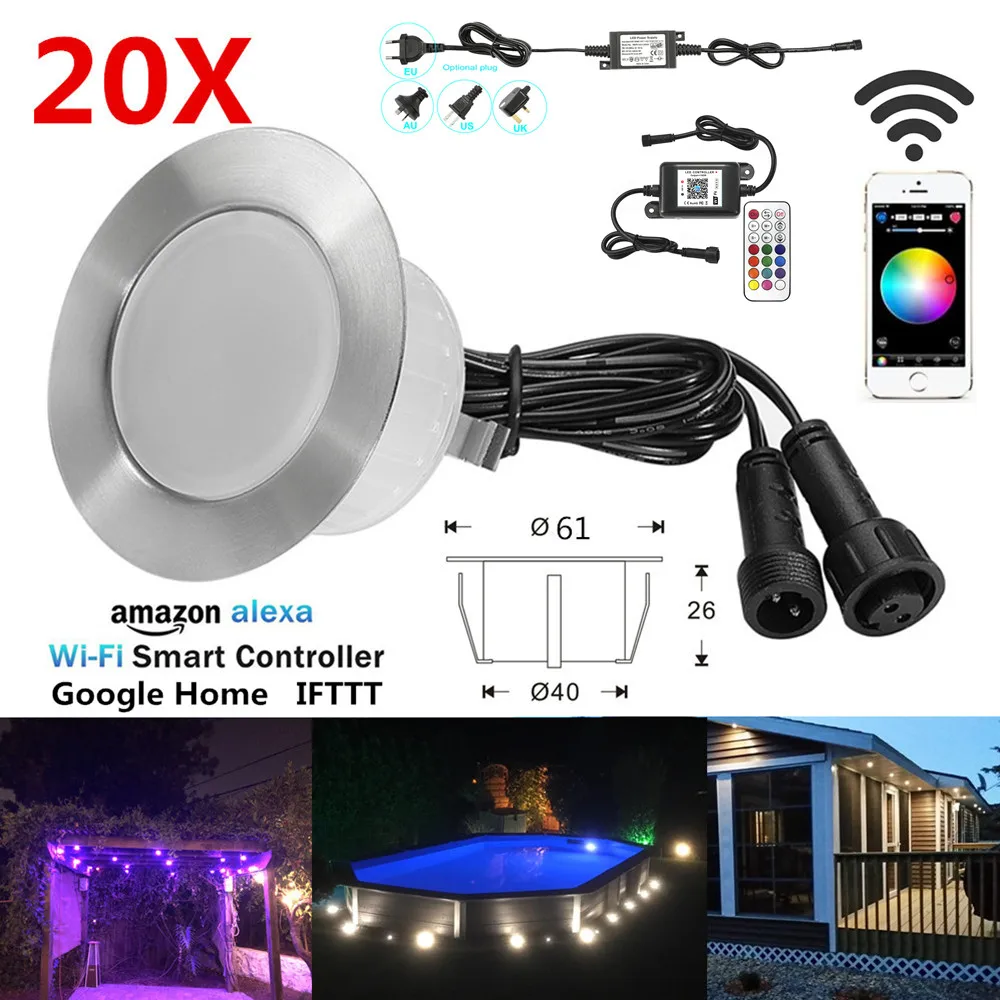 

50 шт./комплект, RGB/RGBW лампы для подъездной дорожки, 61 мм