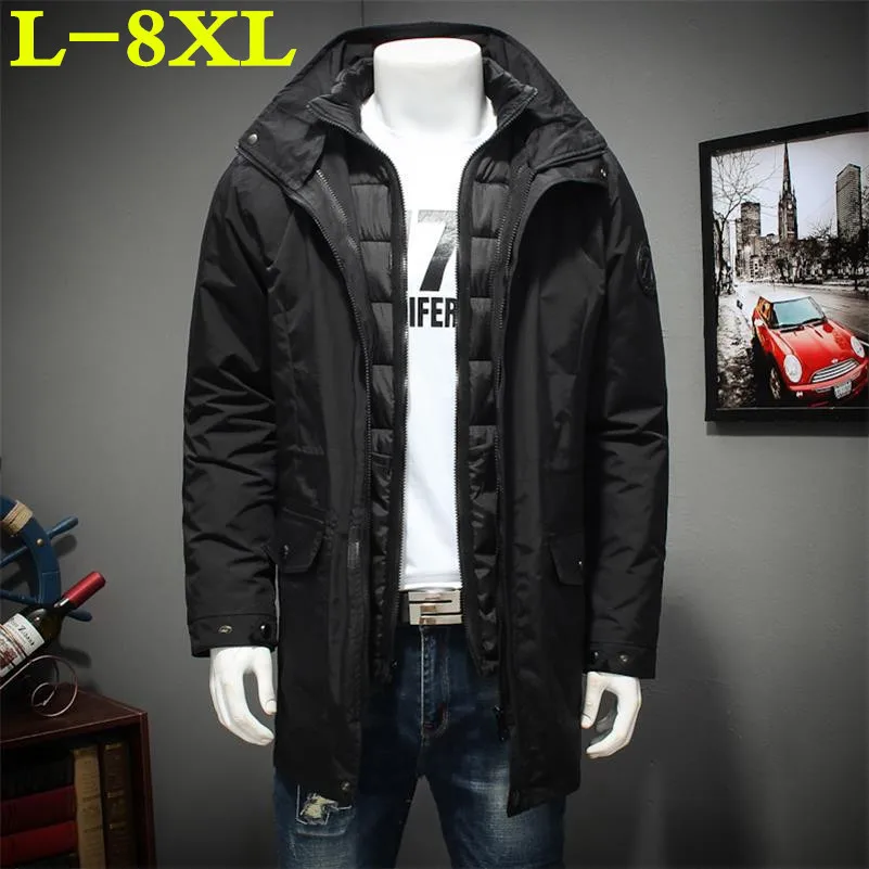 Зимняя мужская куртка размера плюс 8XL 7XL 6XL с подкладкой съемное плотное пальто