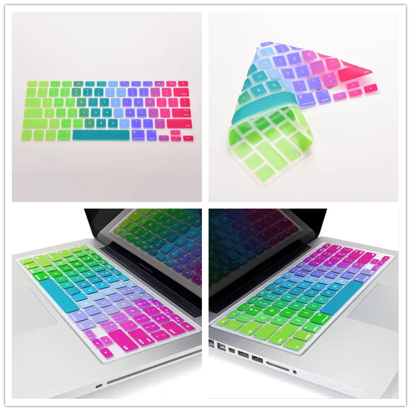 Силиконовая Радужная накладка на клавиатуру наклейки для клавиатуры Apple Macbook 13 15