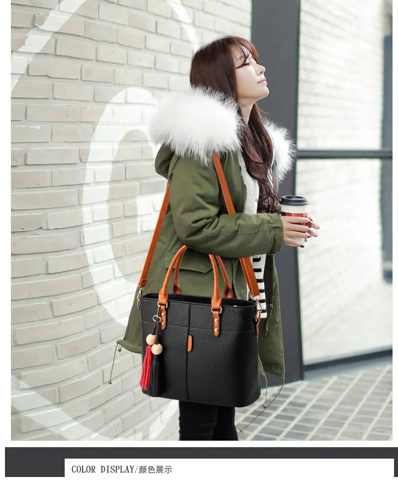 LANLOU Women bags for women PU Leather Shoulder Bag Double tassel Casual Crossbody Flap Bags Female Messenger Bag Handbags