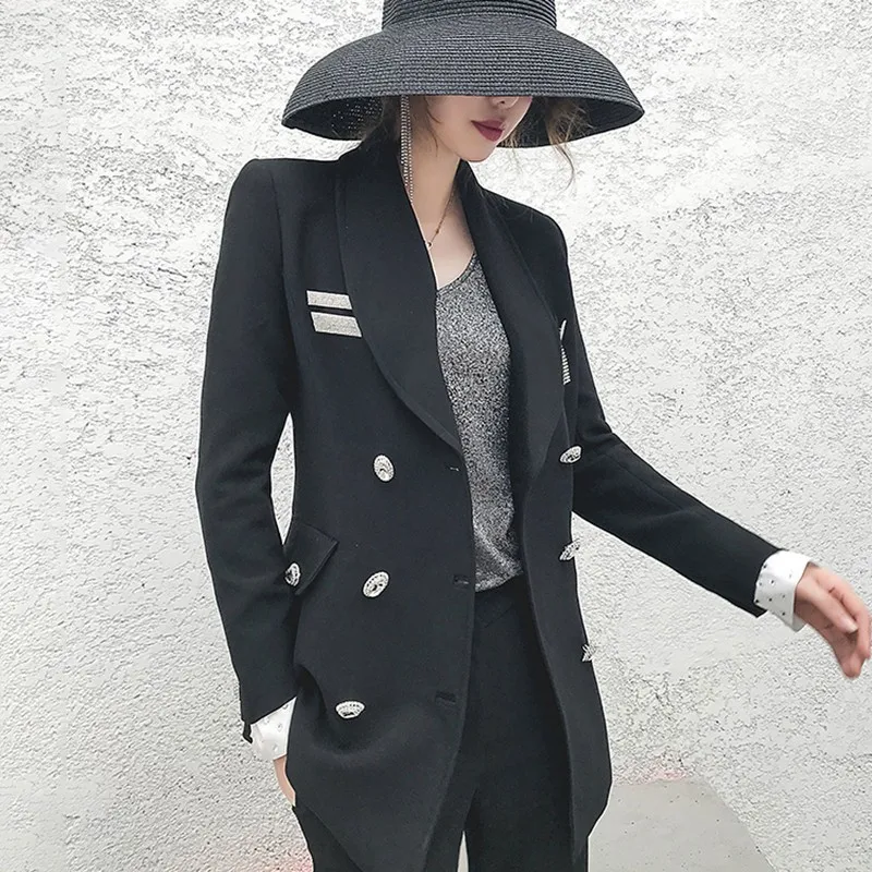 TWOTWINSTYLE куртка в стиле бриллианта Женская Съемная брошь длинный рукав пэчворк