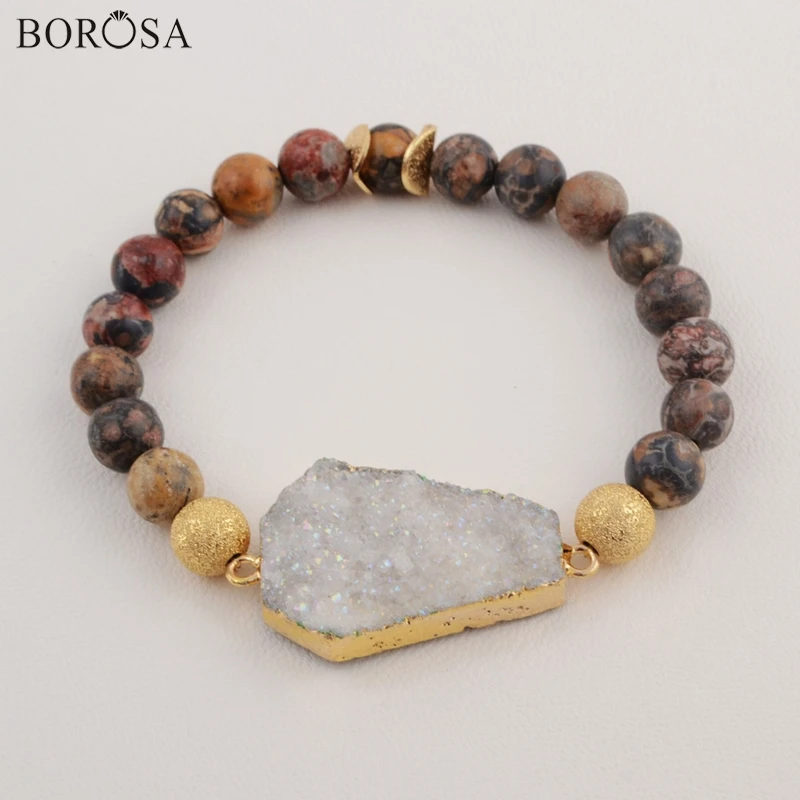 Браслет BOROSA из титана в форме Шестиугольника АБ браслет с леопардовой кожей Jaspers