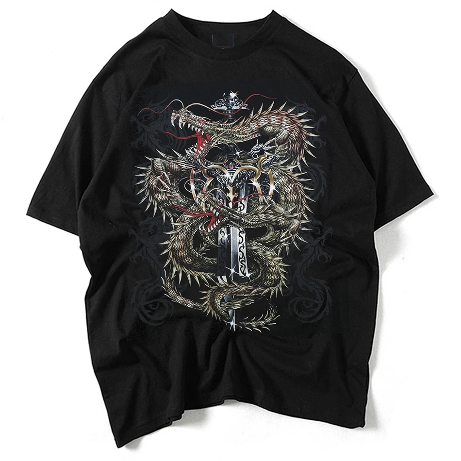 UniqStore Men Summer Print T shirt Double-headed Snake individuation Shirt O-neck Short Sleeve Fashion Tees S-2XL | Мужская одежда