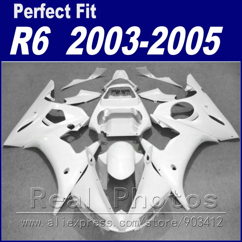 Высококачественный обтекатель для кузова YAMAHA R6 2003 2004 2005 полностью белый подходит
