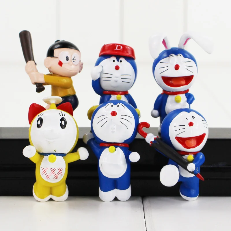 6 шт./лот 5 см Doraemon Игрушка фигурка Милая Dorami Nobita ПВХ модель игрушки горячий