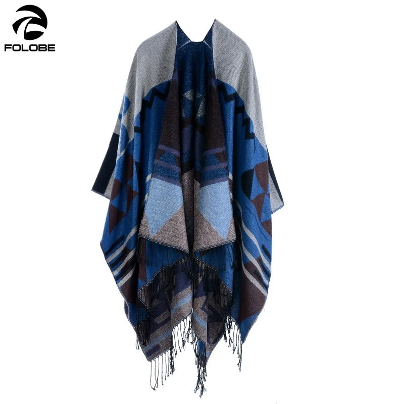 

Thickened cashmere winter shawls Oversized Poncho Sweater Cardigan Catwalk Street Knitted Cape Shawl Women Outwear