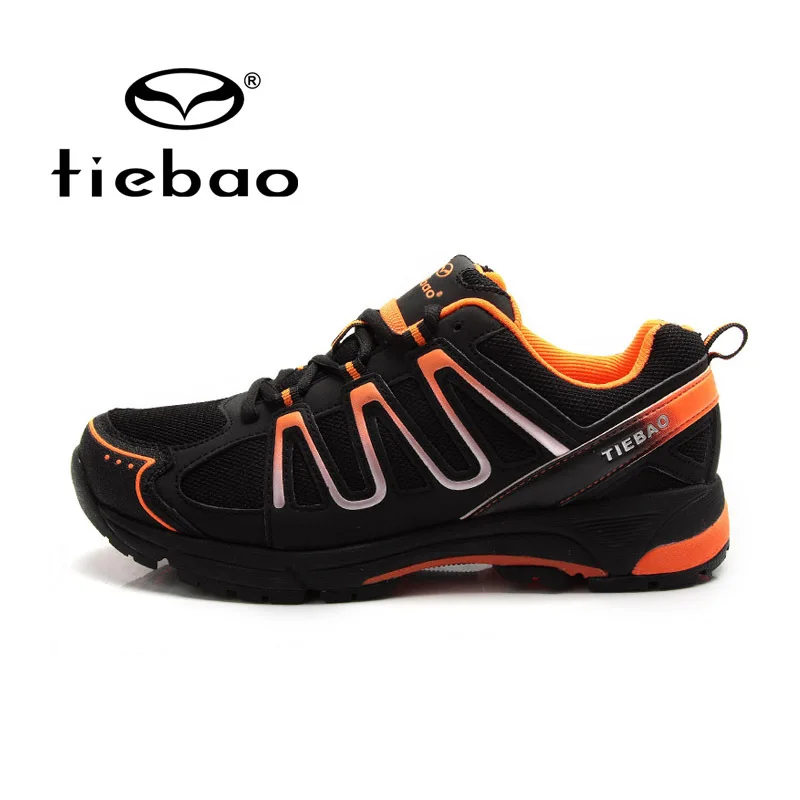 Tiebao/спортивная обувь для отдыха и велоспорта; обувь для горного велосипеда; дышащая Спортивная обувь унисекс; zapatillas de ciclismo - Цвет: Black orange