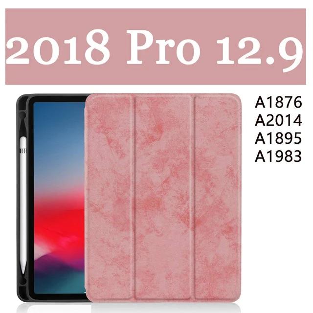 pink18 Чехол для iPad Pro 12,9 с держателем карандаша Премиум из искусственной кожи TPU мягкий чехол для iPad Pro 12,9 Чехол+ пленка - Цвет: pink18