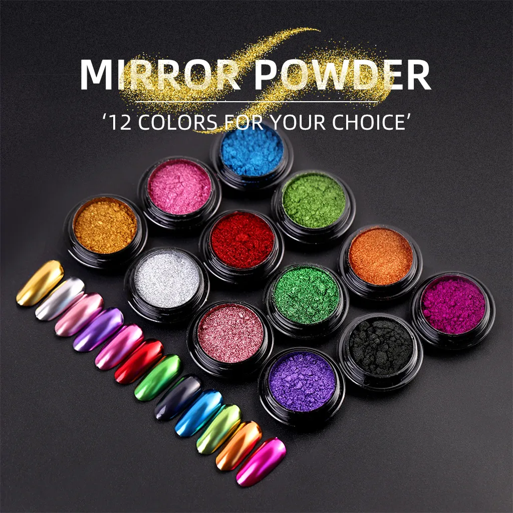 Women Nail Art DIY Design Mirror Glitter Powder Nails Chrome Metallic Manicure Pigment Professional Beauty | Красота и здоровье