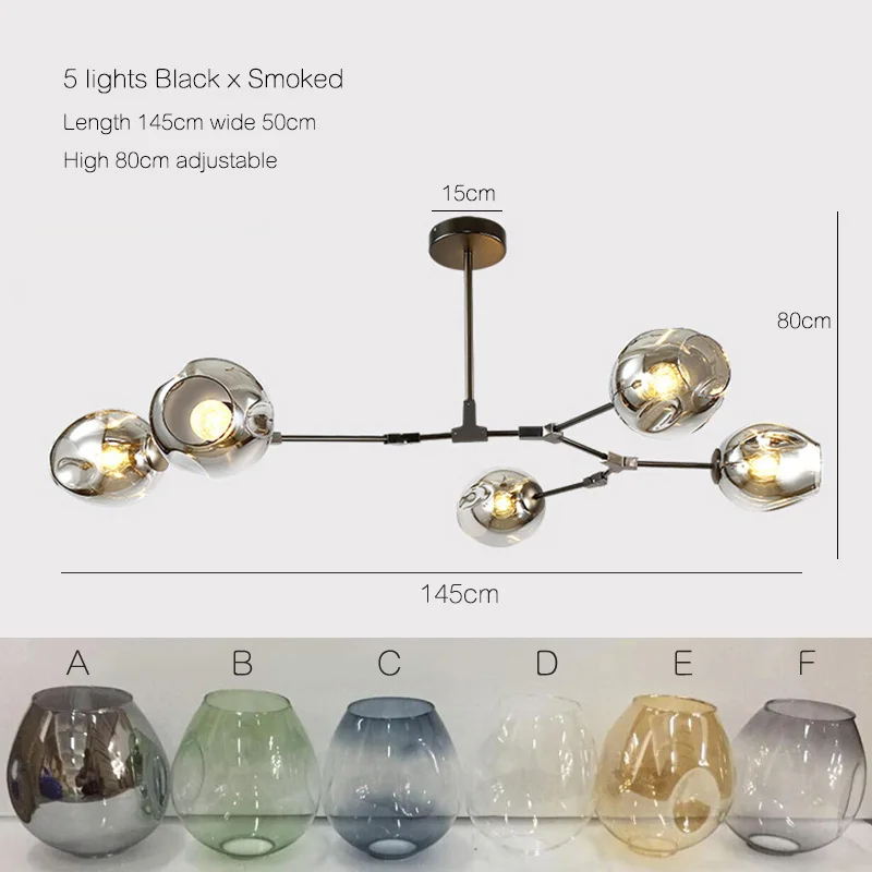 5 lights DAR Глобус стекло люстры светильник s Скандинавский современный люстра светильник ing Подвесная лампа стеклянный шар лампа 110 В, 220 В - Цвет абажура: 5 lights