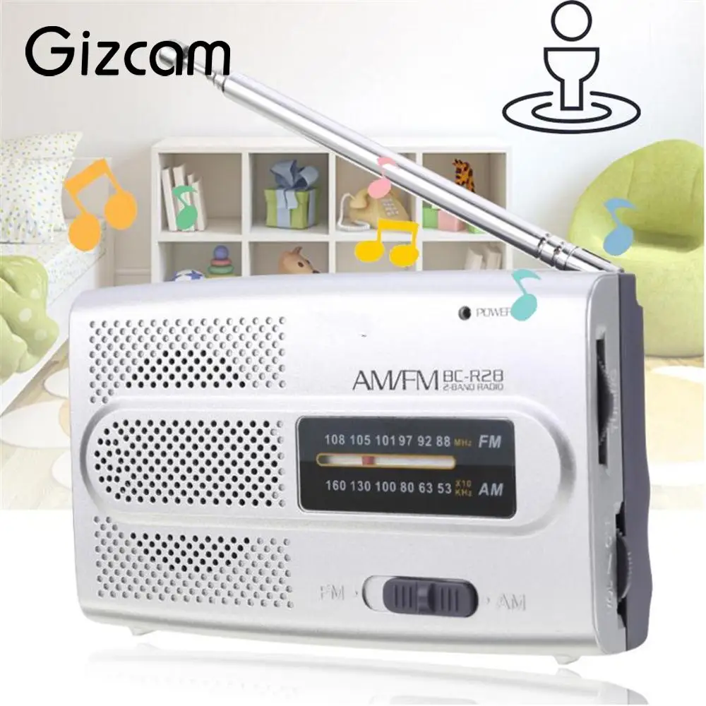 Gizcam Портативный мини карманный стерео канал BC R28 радио тонкий AM FM телескопическая