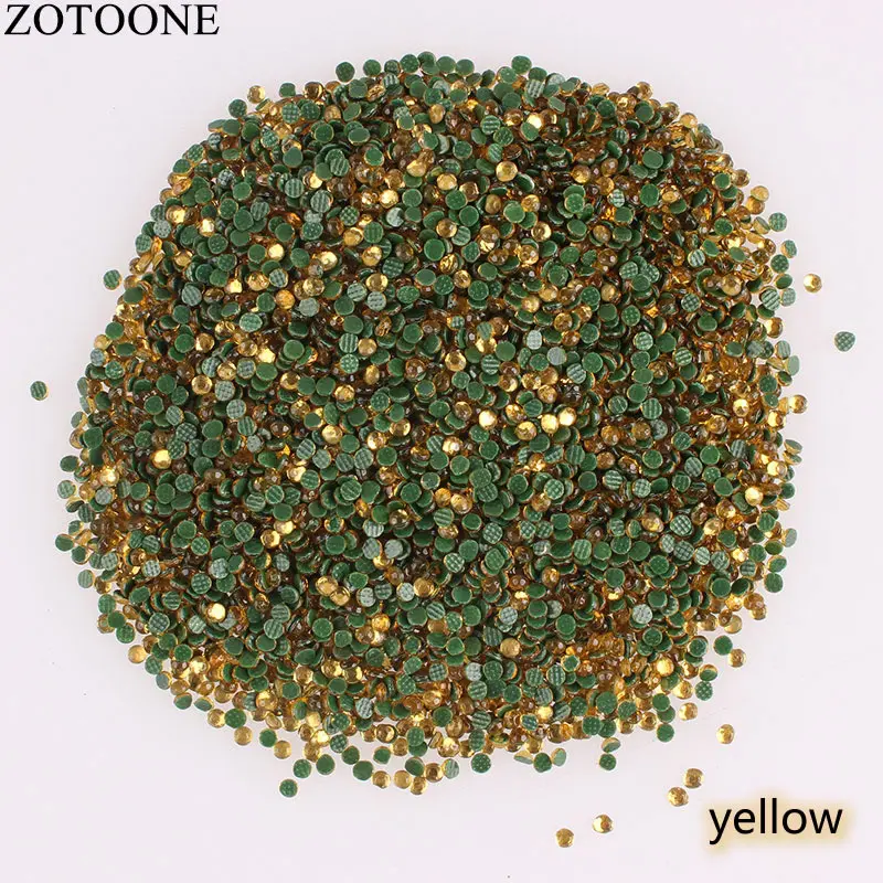ZOTOONE 2-3 мм стразы разных размеров, блестящие стразы с плоской задней поверхностью, стразы для горячей фиксации, SS6-SS12, 1440 шт./лот, для одежды, для украшения ногтей своими руками