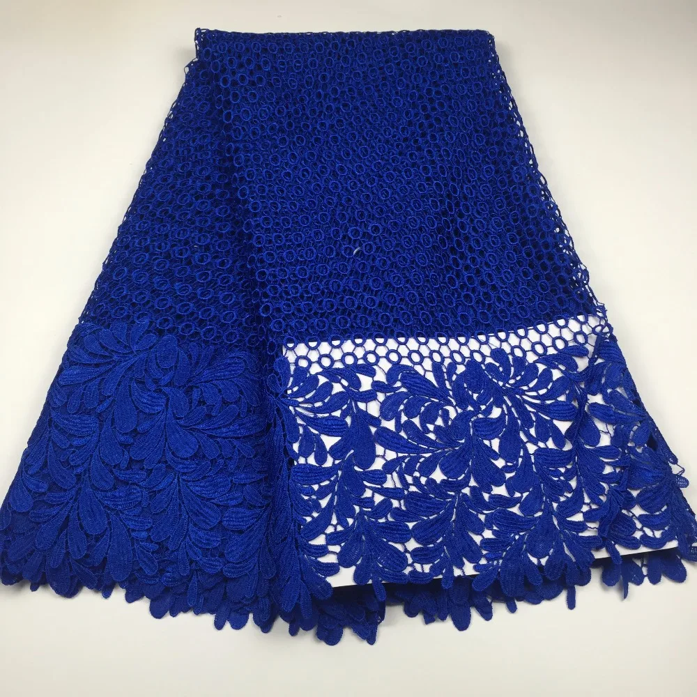 Новейший дизайн Королевский синий цветной гипюр кружевной ткани 5 ярдов/лот