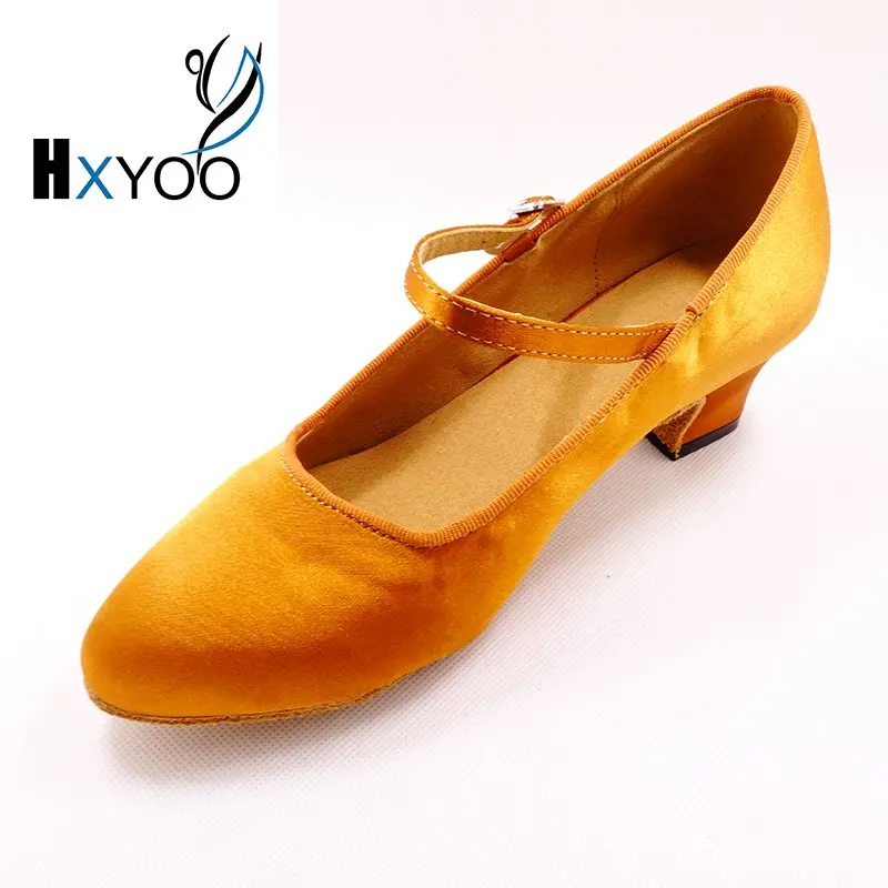 

2018 New Arrived Ballroom Dance Shoes Women Latin Salsa Shoes Soft Sole Brown Satin Comfortable Latin Dance Shoes For Girl WK036