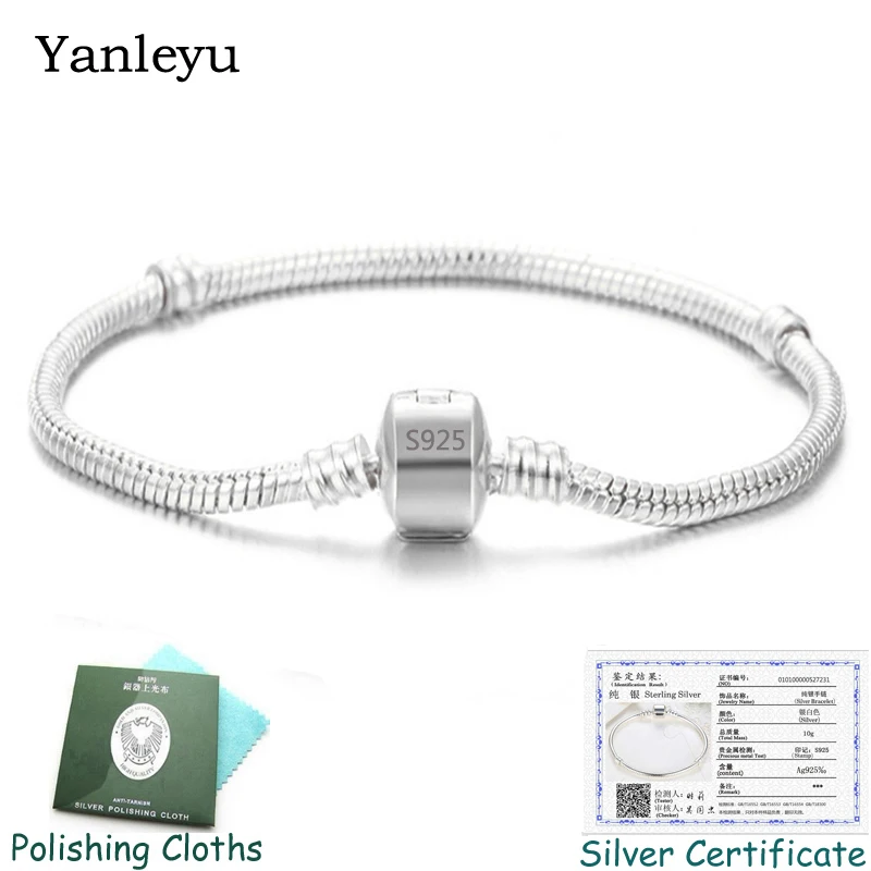 Отправить Серебряный сертификат! Yanleyu Настоящее серебро 925 проба браслет для Женская цепочка в виде змеи DIY модные украшения PB028
