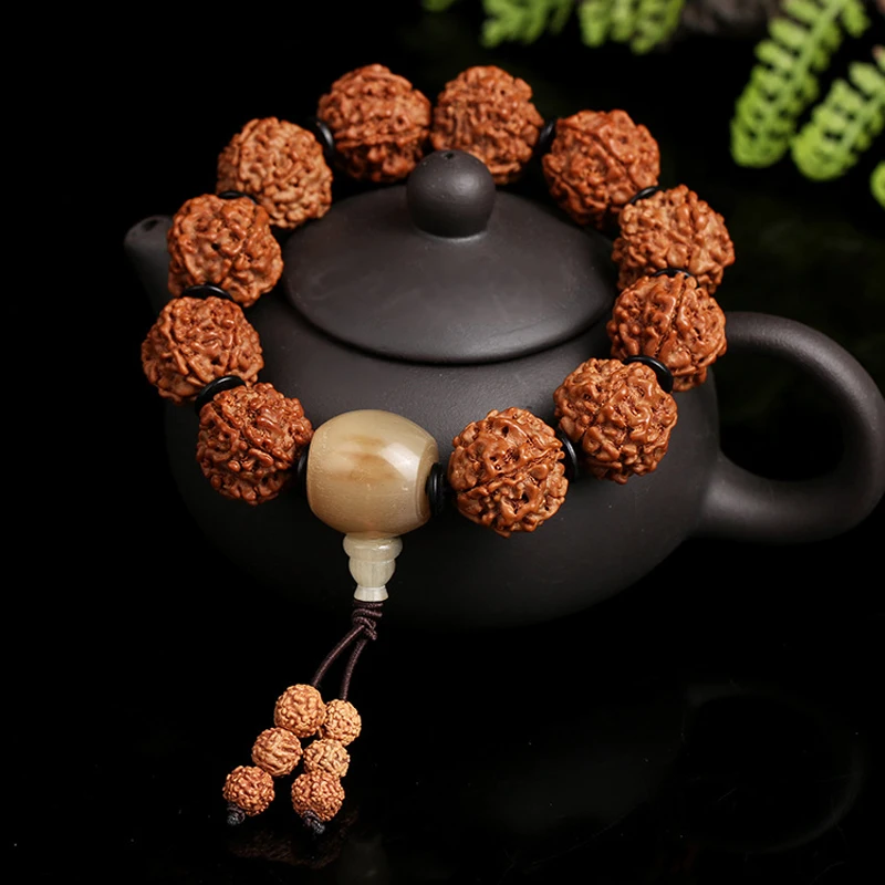 Этнические Непальские браслеты Kingkong Bodhi 18 мм круглые бусины Rudraksha семена Бодхи