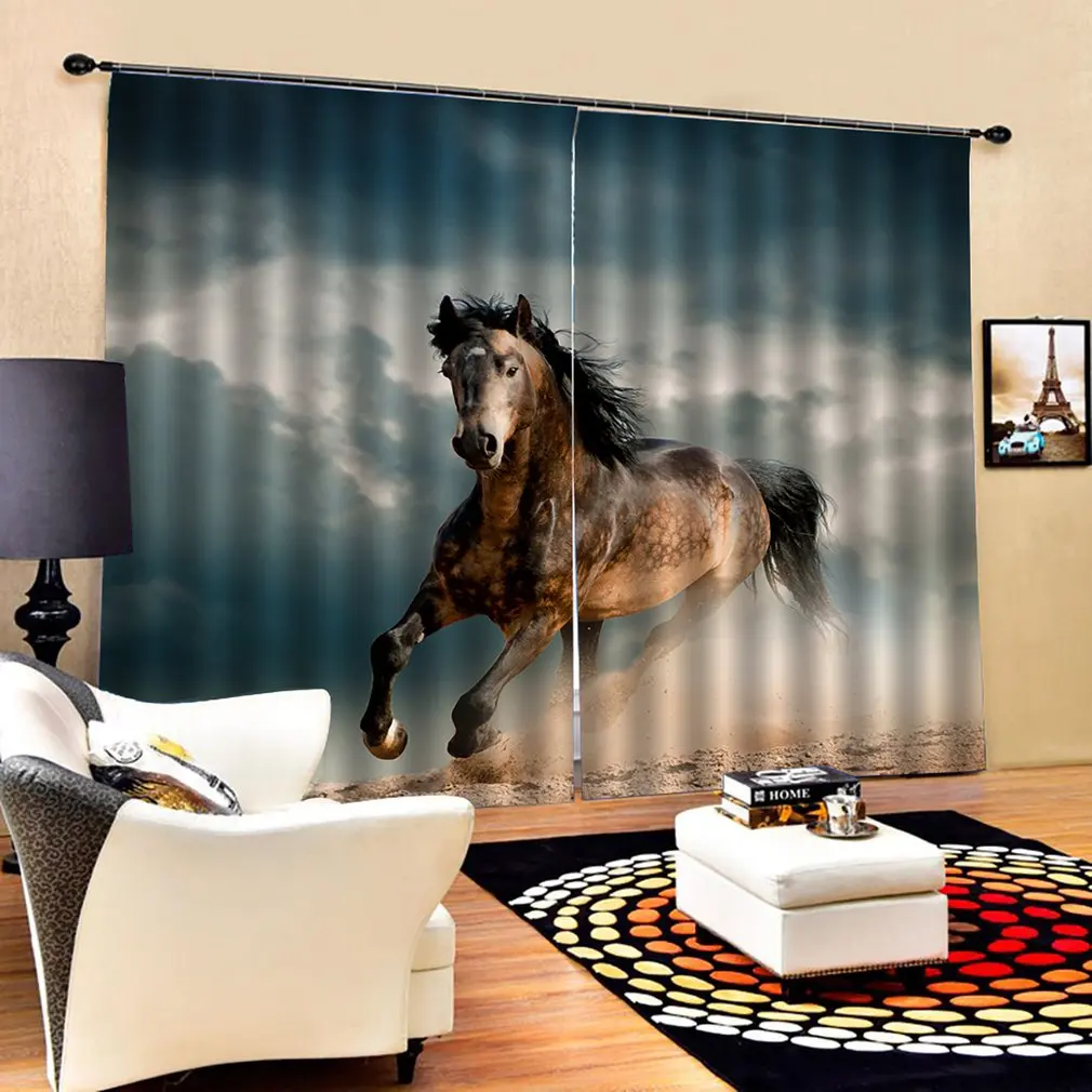 Мультфильм бег Steed затемнение 3D окна занавес с изображением животных 170*200 см современные украшения дома
