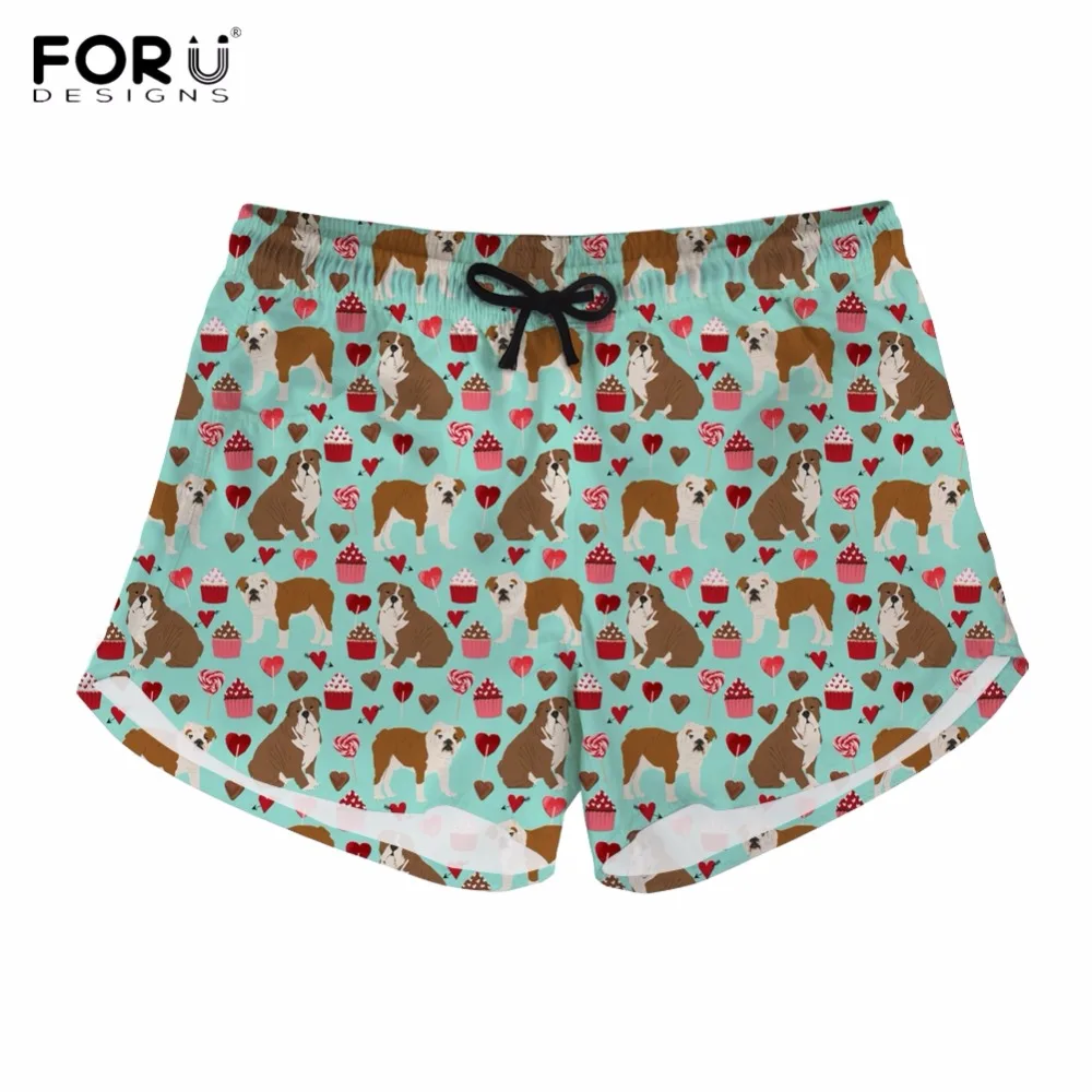 FORUDESIGNS/милые английские/Британские женские шорты с принтом бульдога летние