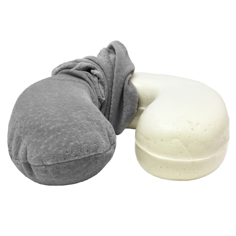 Сплошной цвет пены памяти/надувания u образная подушка для шеи путешествия