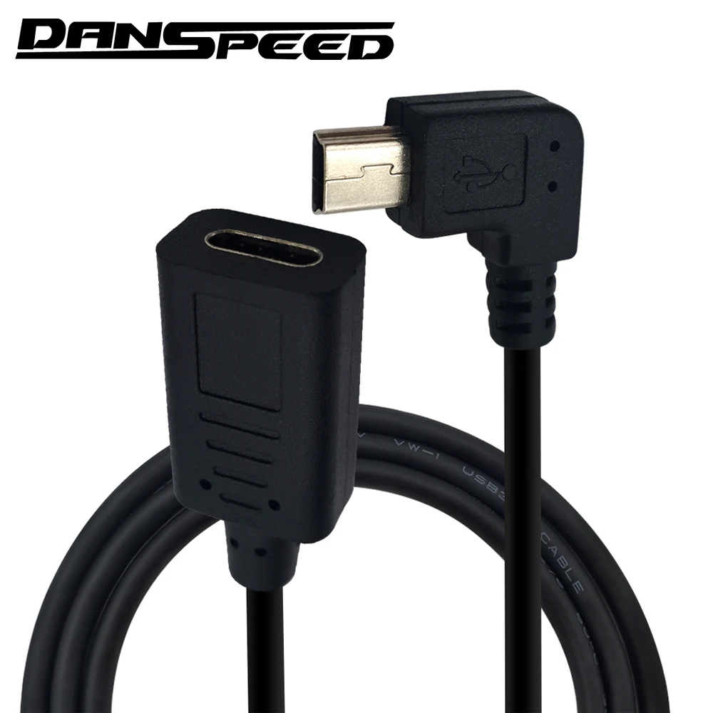 DANSPEED USB 3 1 type C Female to Mini 5Pin Male Прямоугольный адаптер зарядный кабель длиной 25 см|mini