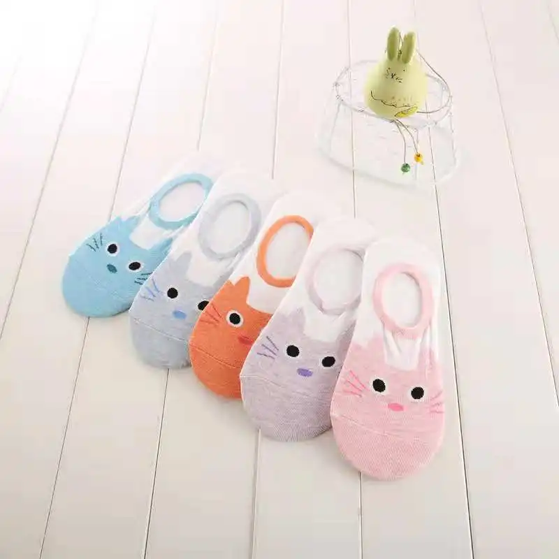 Cat warm and comfortable cotton bamboo socks with low ankle invisibility | Женская одежда
