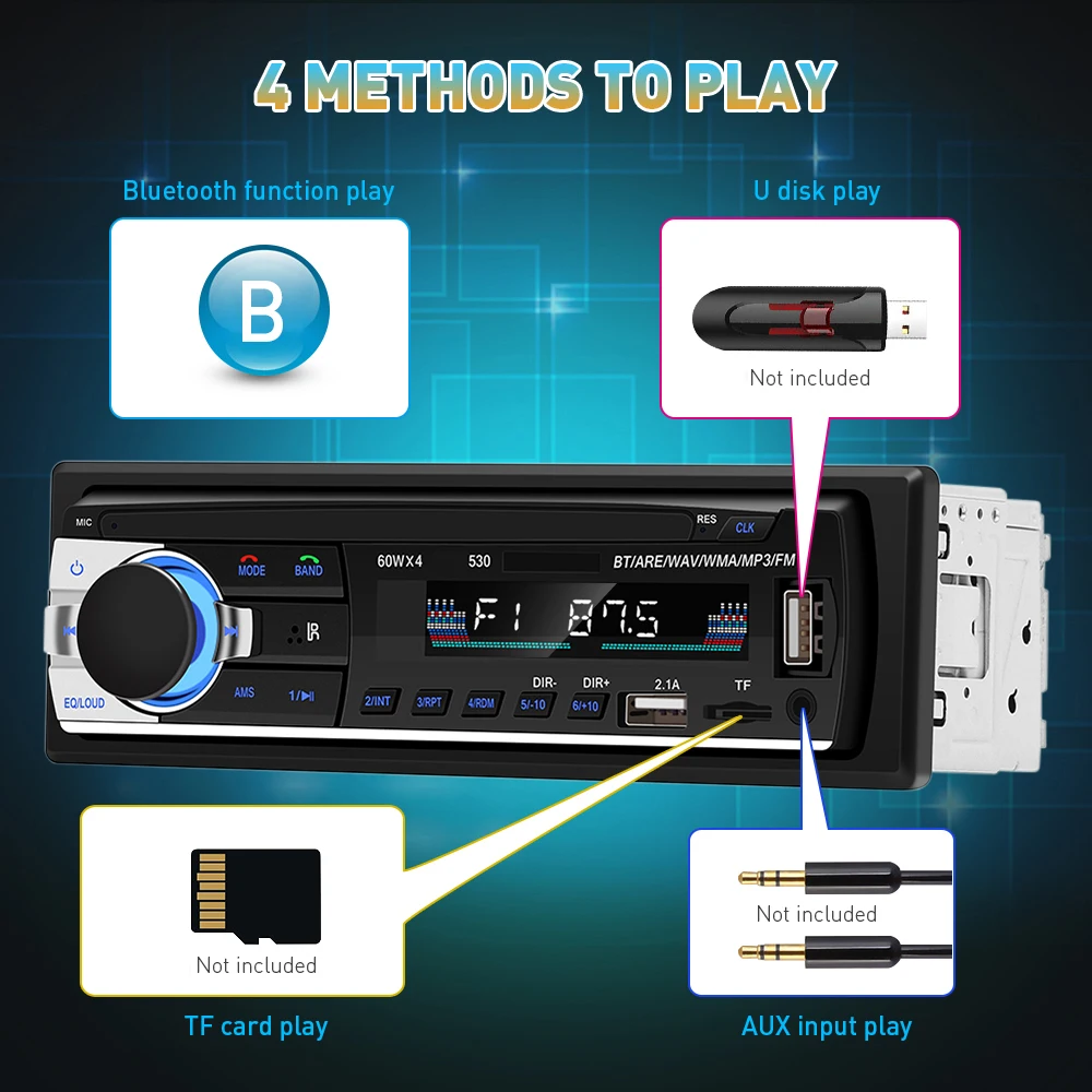 12 В Bluetooth 4 0 Автомобильный MP3 плеер ЖК дисплей Авто Стерео Аудио FM радио двойной USB