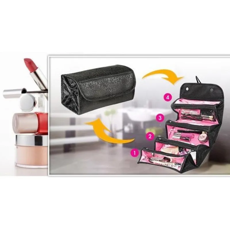 PACGOTH Portable Makeup Wash Bag Big Storage Organizer Black Rectangle Cosmetic Travel 51cm x 24.5cm 1 PC | Багаж и сумки