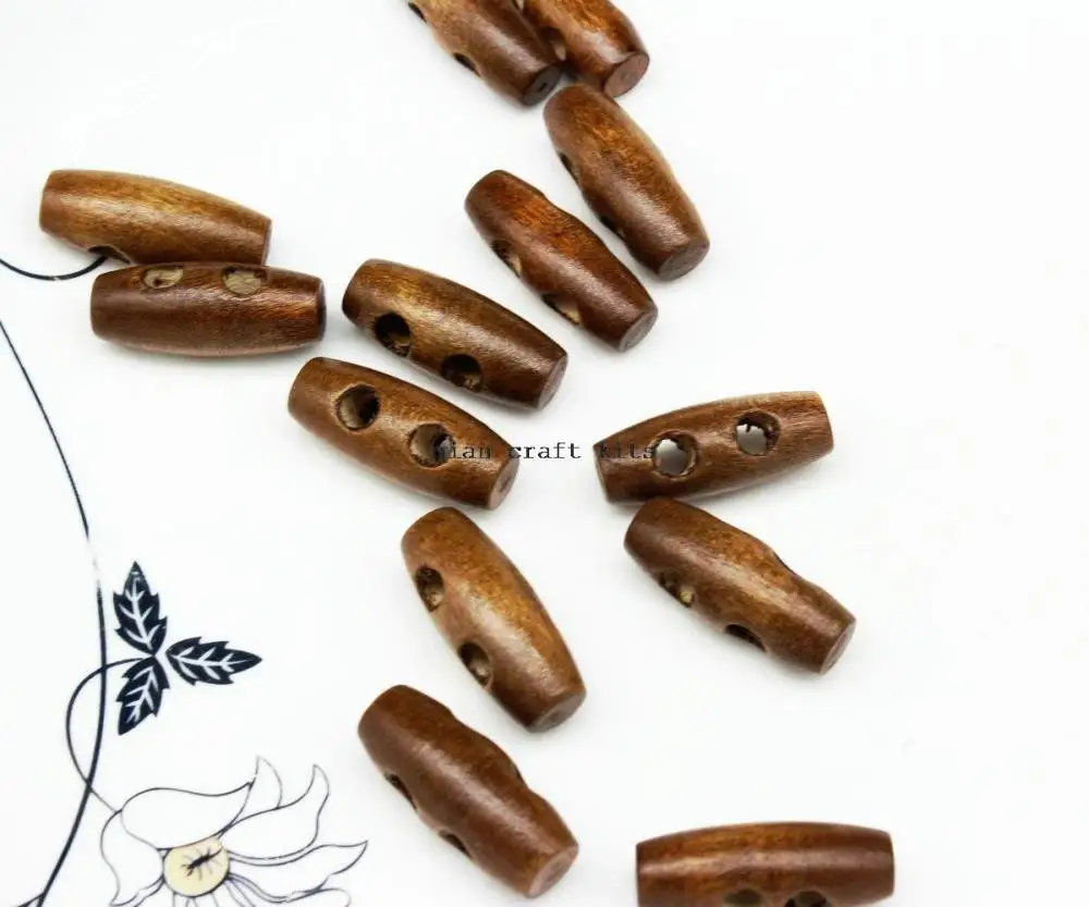 

500pcs Toggle Wooden Buttons - Dark Brown Finish - 26mm (1") - Wood Toggle Button
