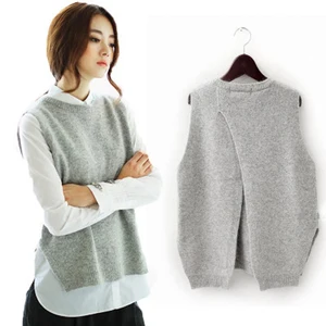 Женские кашемировые вязаные жилеты пуловеры жилет осень-зима с меховым воротником, тонкое, без рукавов, повседневные Брендовые женские длинные пальто