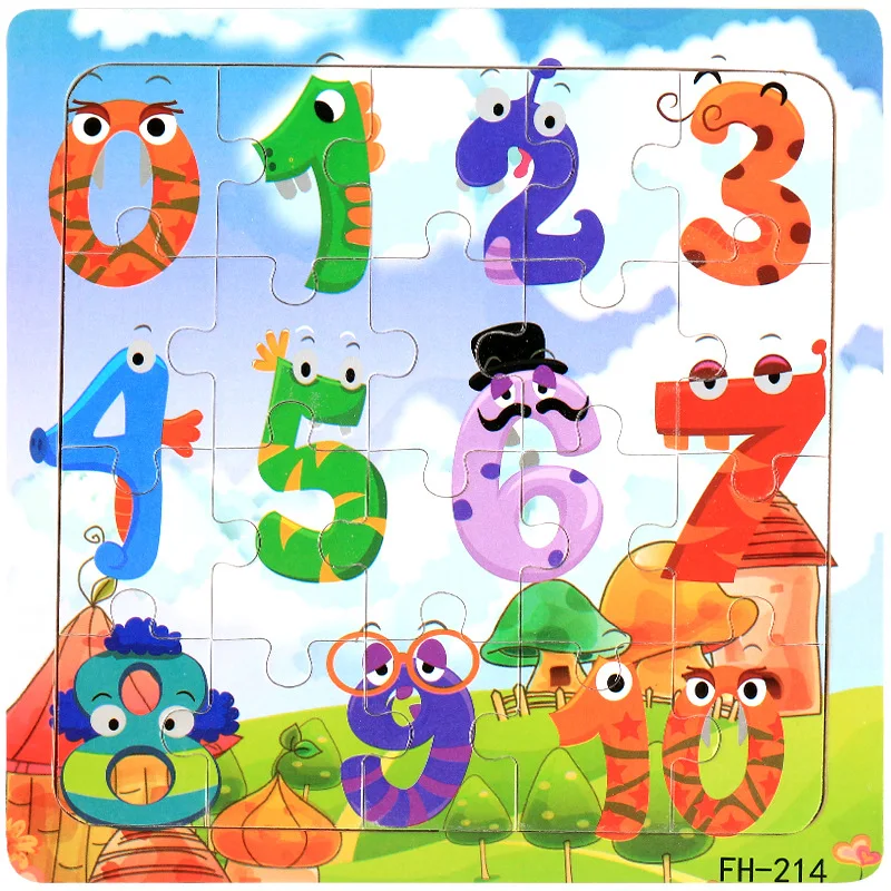 numbers Распродажа, деревянные 3D головоломки, игрушки для детей, Обучающие деревянные игрушки высокого качества, Мультяшные животные, Детские пазлы - Цвет: numbers