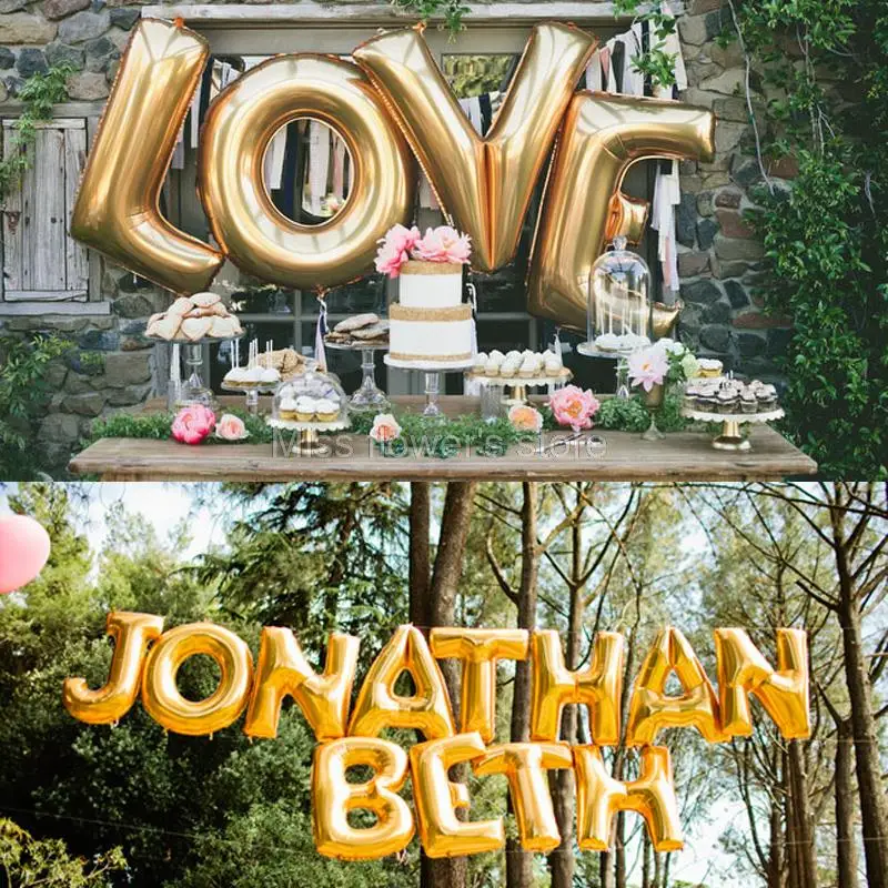 Huge 40 Inch Gold 26 Letters A-Z Foil Balloons Wedding Birthday Party Festival Decoration Supplies | Дом и сад