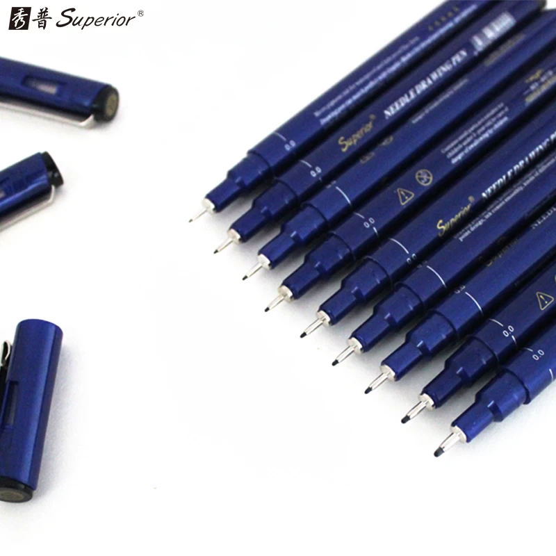 

Superior Fineliner 9pcs/set Sketch Art Marker Pen Different Tip Sizes Black Pigment Liner Water Based For Drawing Handwriting